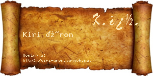 Kiri Áron névjegykártya